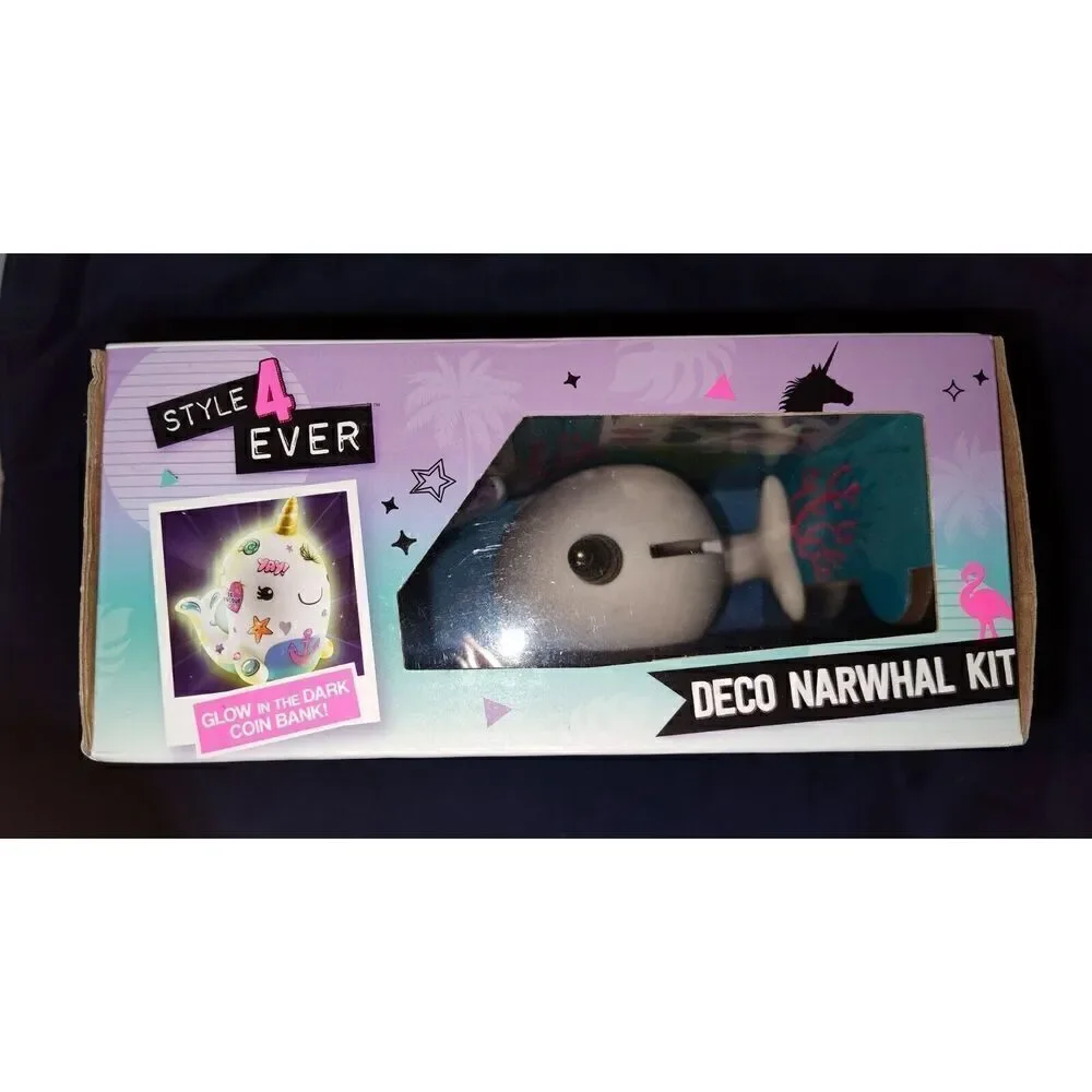 Glow In The Dark Deco Narwhal Kit NEW IN STOCK Coin Bank